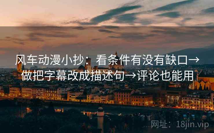 风车动漫小抄：看条件有没有缺口→做把字幕改成描述句→评论也能用